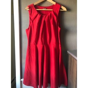 Express Red Fit and Flare Knee Length Dress